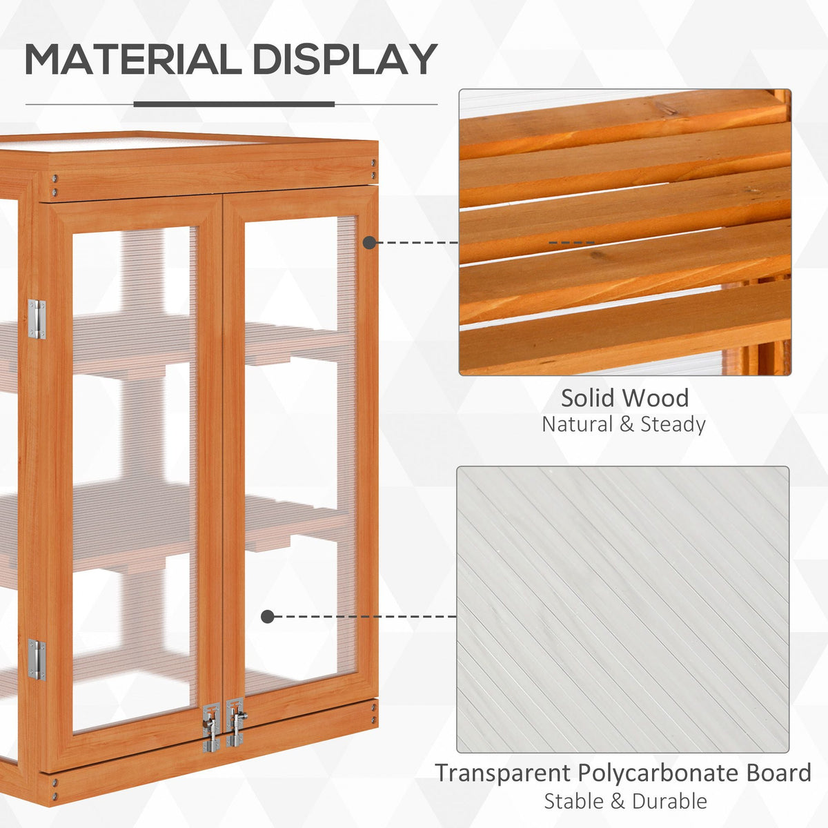 Wooden 2 Tier Cold Frame Greenhouse with Polycarbonate Panels, Orange