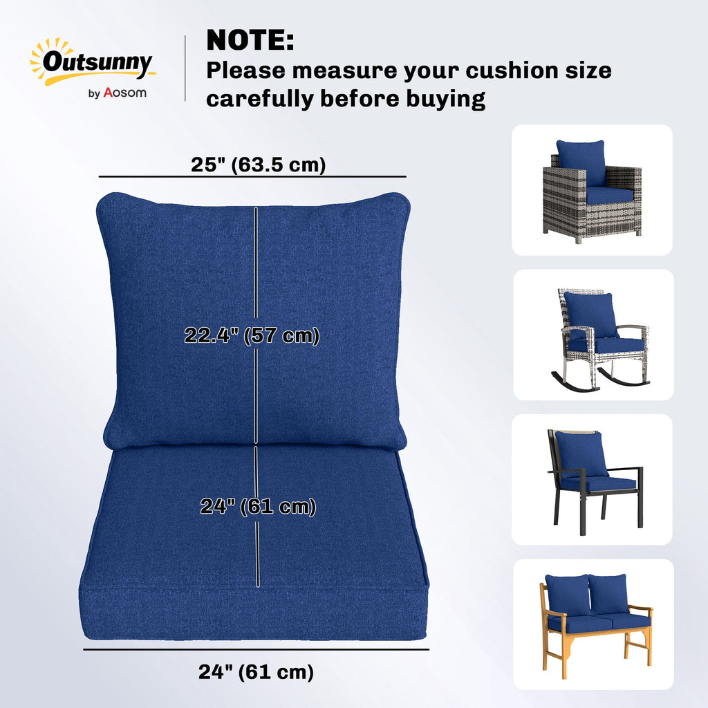 Set of 4 Outdoor Chair Cushions, 24" x 24", Navy Blue