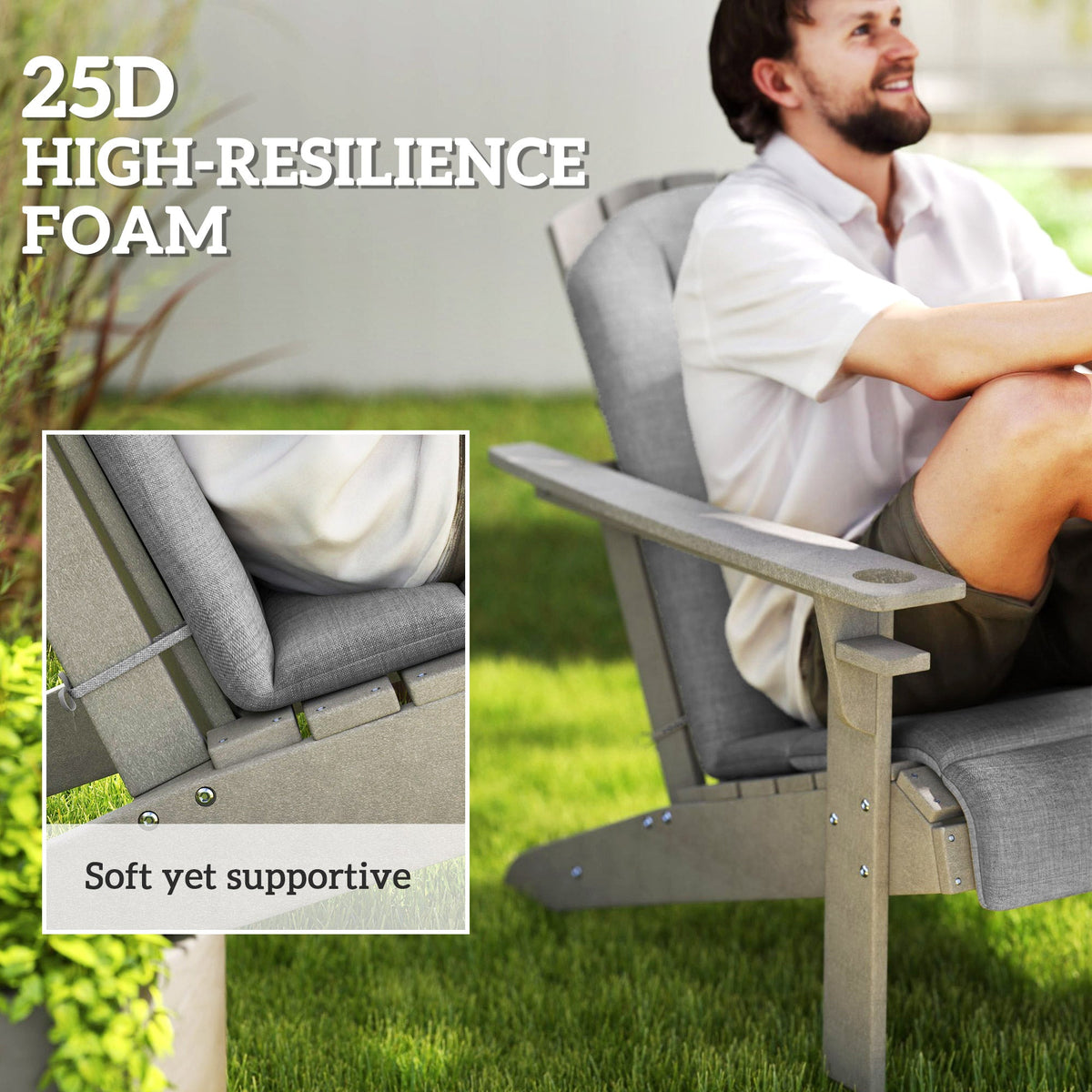 4-Piece Adirondack Chair Cushion Set with Ties, Grey