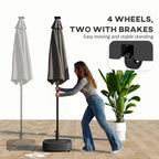Patio Umbrella Base with Wheels, 110 lbs Sand/86 lbs Water, Black