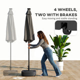 Patio Umbrella Base with Wheels, 110 lbs Sand/86 lbs Water, Black