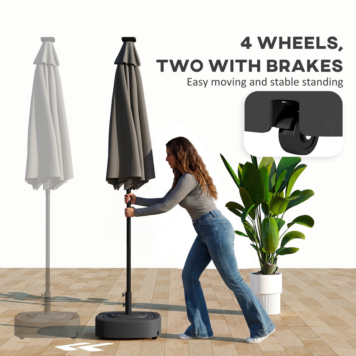 Patio Umbrella Base with Wheels, 110 lbs Sand/86 lbs Water, Black