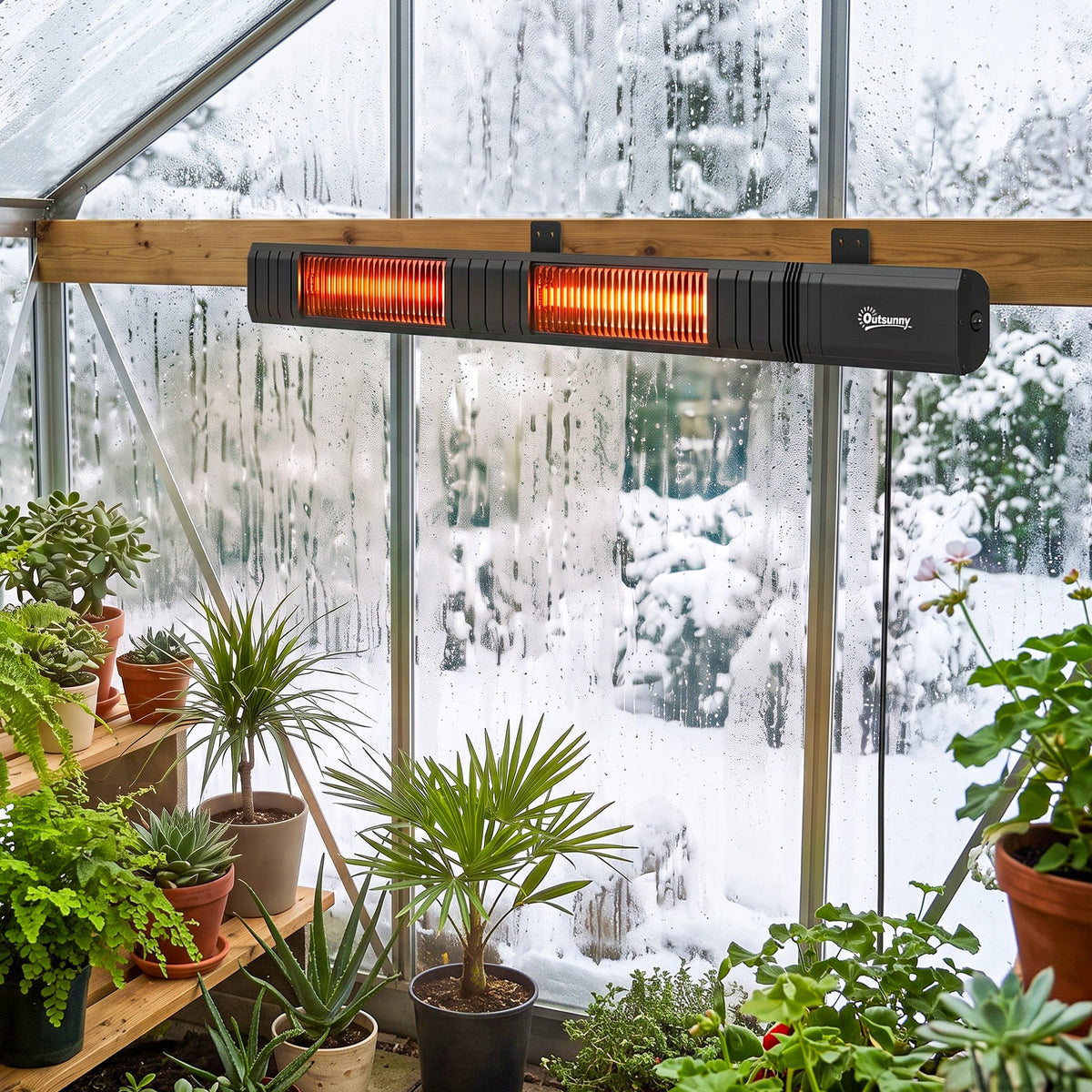 3000 W Electric Infrared Patio Heater, Wall-Mounted with 9 Heat Settings, Black
