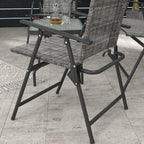 4pc Patio Furniture Set with Foldable Chairs, Loveseat and Glass Table, Mixed Grey