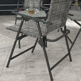 4pc Patio Furniture Set with Foldable Chairs, Loveseat and Glass Table, Mixed Grey