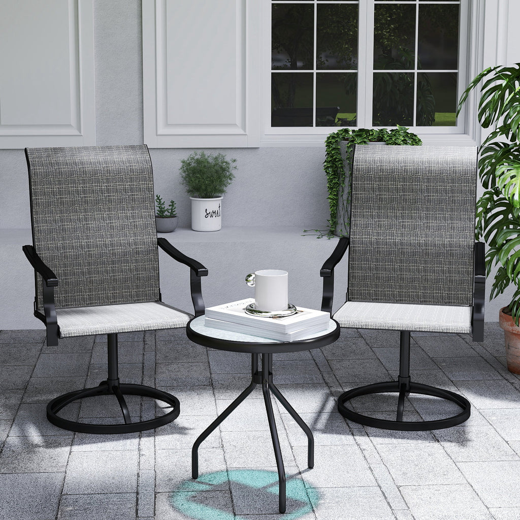 2-Piece Outdoor Patio Swivel Chairs, Gray