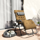 Padded Zero Gravity Chair with Cup Holder and Cushion, Light Khaki