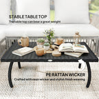 Rattan Garden Coffee Table with All-Weather PE Wicker, Black
