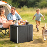 30 Gallon Outdoor Storage Box Side Table with Umbrella Holder
