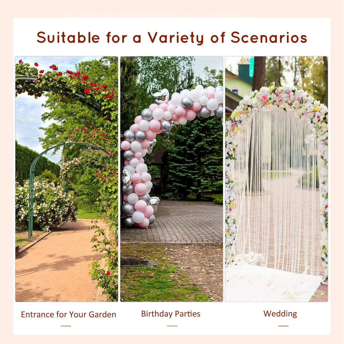90in Wooden Garden Arbor with Trellis Wall for Climbing Plants, Wedding & Backyard Decor