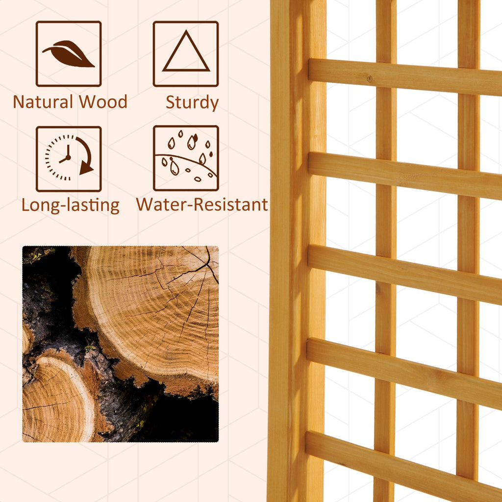 90in Wooden Garden Arbor with Trellis Wall for Climbing Plants, Wedding & Backyard Decor