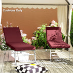 2pc Patio Chair Cushion Set with Ties for Indoor or Outdoor, Wine Red