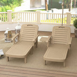 Set of 2 Resin Sun Loungers with Foldable Side Table, Khaki