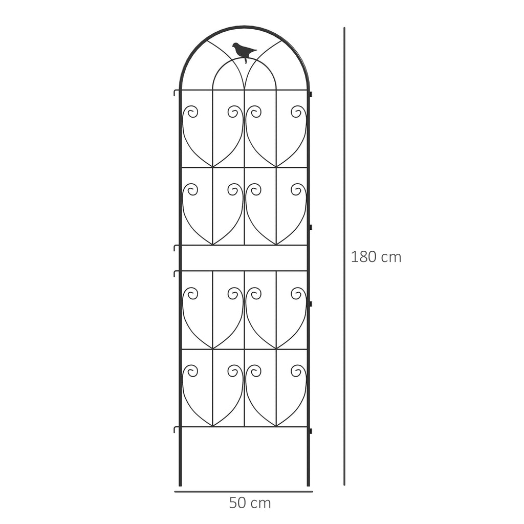 Set of 2 Metal Garden Trellis Panels, 180 x 50 cm, Bird Design