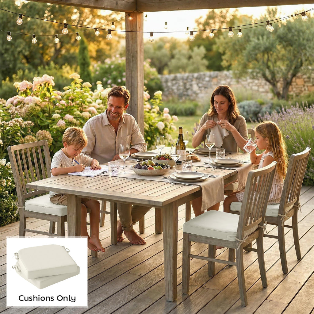 Set of 2 Outdoor Chair Seat Cushions, 40 x 40 cm, Cream White