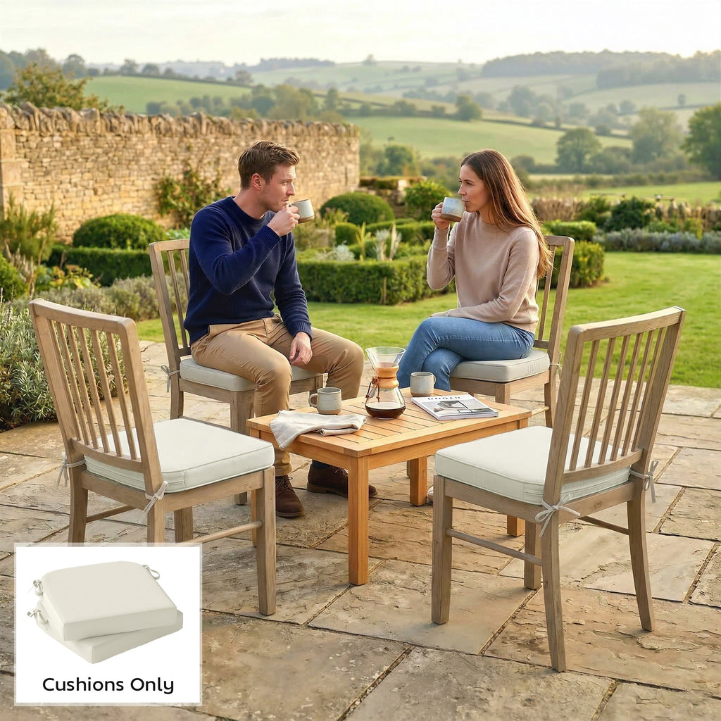 Set of 2 Outdoor Chair Seat Cushions, 40 x 40 cm, Cream White