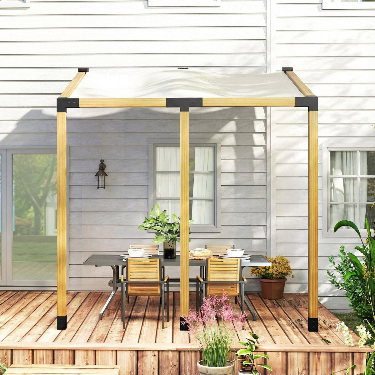 9 PCS Pergola Bracket Kit for 4" x 4" Lumber, Black