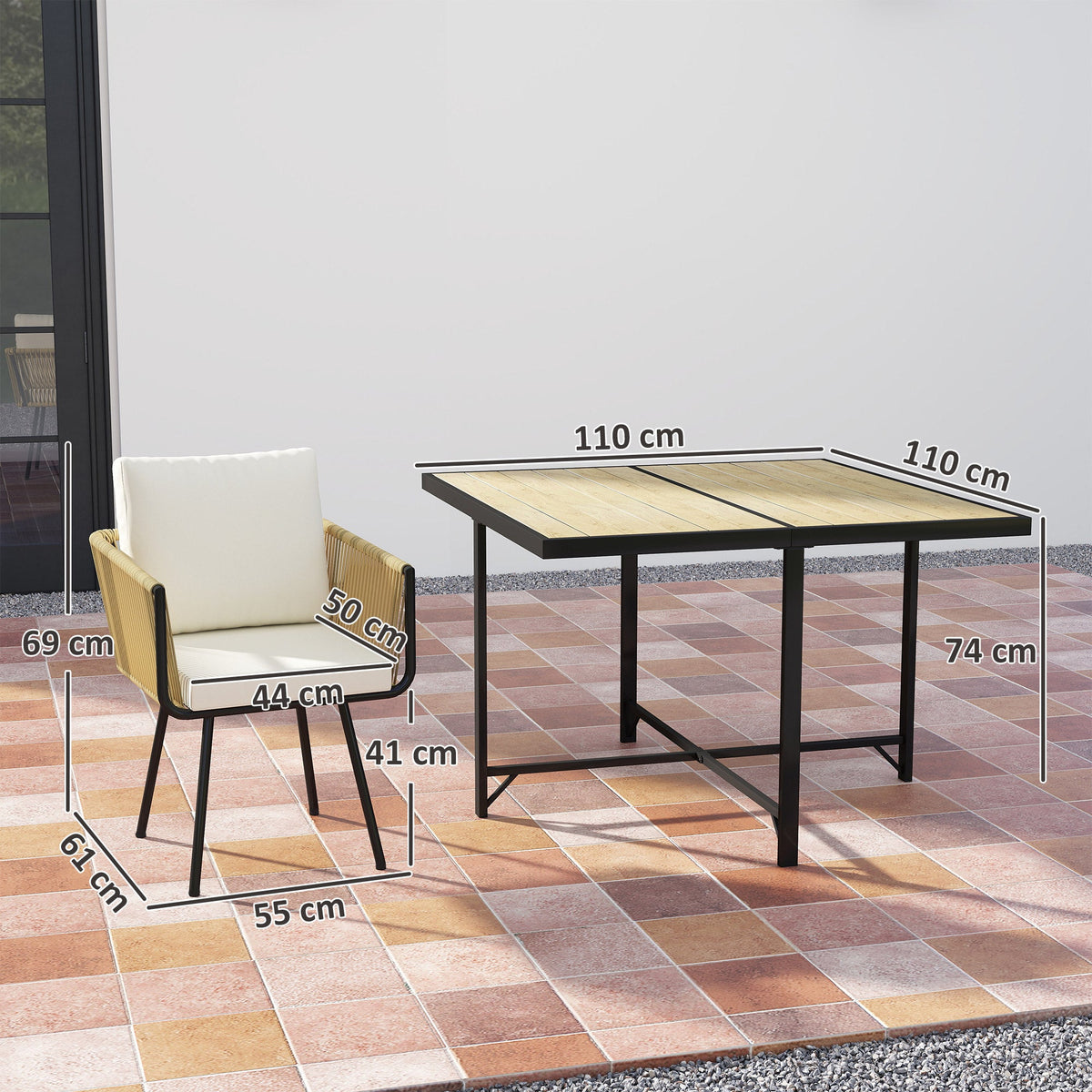 5 Piece Rattan Garden Dining Set with Stackable Chairs, Beige