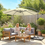 3 m Cantilever Parasol with Weights, Cover & Cross Base, Sand