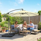 3 m Cantilever Parasol with Weights, Cover & Cross Base, Sand