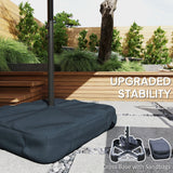 4.5 m Double-Sided Garden Parasol with LED Lights, Base & Sandbags, Khaki