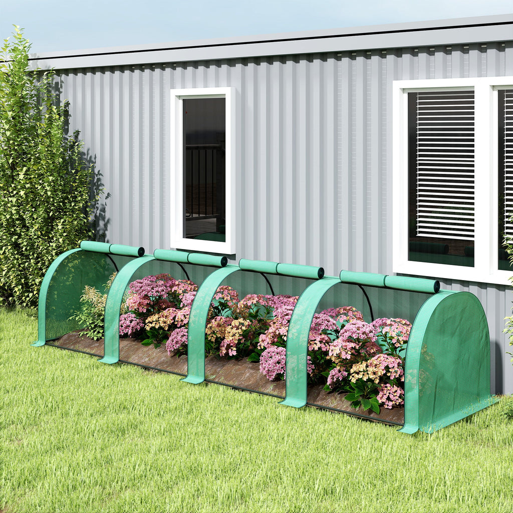 13' L x 3' W x 2.5' H Portable Tunnel Greenhouse with Roll-Up Zippered Doors & UV-Resistant Waterproof PE Cover Green