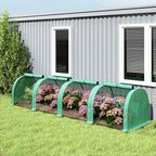 13' L x 3' W x 2.5' H Portable Tunnel Greenhouse with Roll-Up Zippered Doors & UV-Resistant Waterproof PE Cover Green