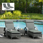 Set of 2 Outdoor Lounge Chair Cushions, 77.2" x 21.7", Dark Grey