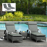 Set of 2 Outdoor Lounge Chair Cushions, 77.2" x 21.7", Dark Grey