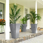 3-Piece 28" Tall Planters with Drainage Holes, Gray