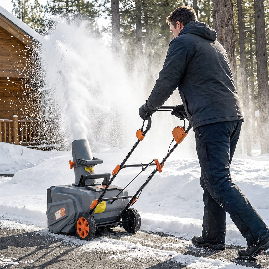 40V 18" Cordless Snow Blower, Brushless 1400W Motor, PU Auger, 2x4Ah Batteries