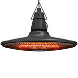1500W Hanging Infrared Patio Heater with Carbon Fiber Tube, Remote & LED, Black