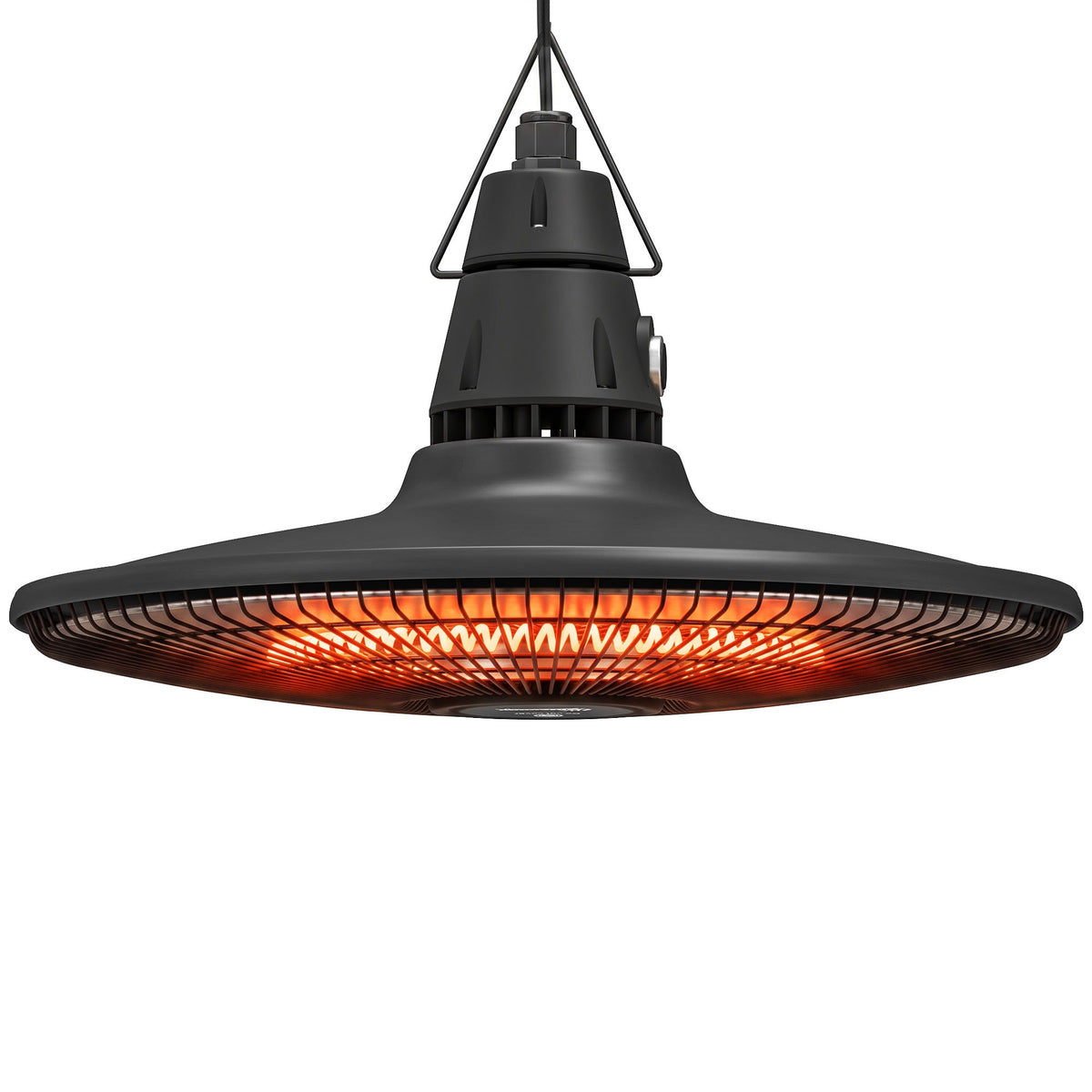 1500W Hanging Infrared Patio Heater with Carbon Fiber Tube, Remote & LED, Black