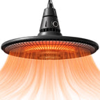 1500W Hanging Infrared Patio Heater with Carbon Fiber Tube, Remote & LED, Black