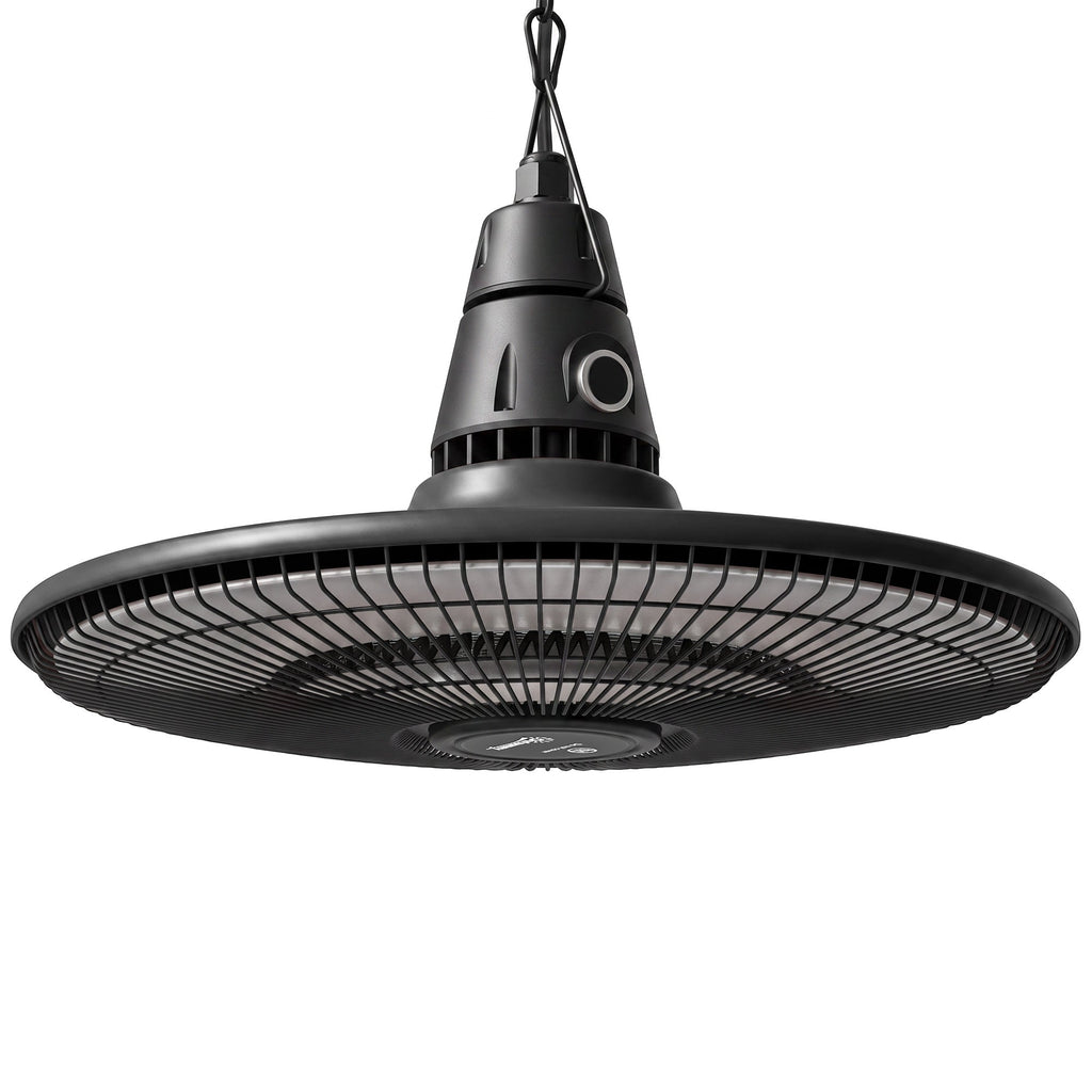 1500W Hanging Infrared Patio Heater with Carbon Fiber Tube, Remote & LED, Black