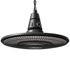 1500W Hanging Infrared Patio Heater with Carbon Fiber Tube, Remote & LED, Black