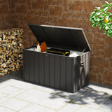 119 Gallon Galvanized Steel Deck Box with Wheels and Handles, Dark Grey