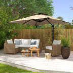 10ft Square Cantilever Patio Umbrella with 360° Rotation and Double Canopy, Khaki