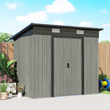 7 x 4 ft Lean-To Metal Shed with Foundation Kit for Bike & Mower, Light Grey