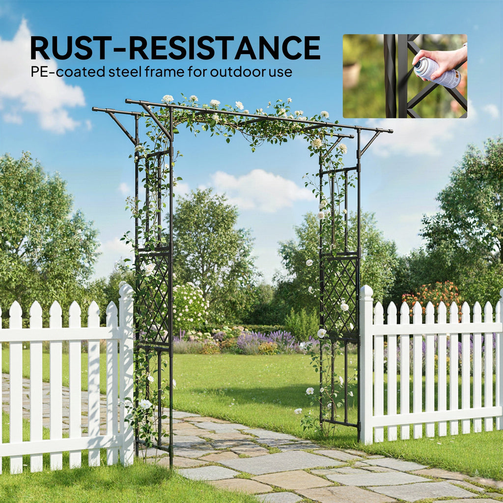 7.1ft Garden Arch for Climbing Plants and Wedding Decor, Black