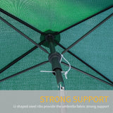 6.5 x 4ft Rectangle Patio Umbrella with Aluminum Pole and Tilt, Green