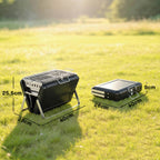 Folding Portable Charcoal BBQ Grill with Handle and Foldable Legs, Black