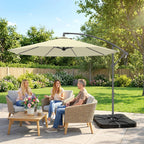 3 m Cantilever Parasol with Weights, Cover & Cross Base, Sand