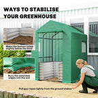 56" x 56" x 75" Raised Garden Bed Greenhouse with PE Cover, Green