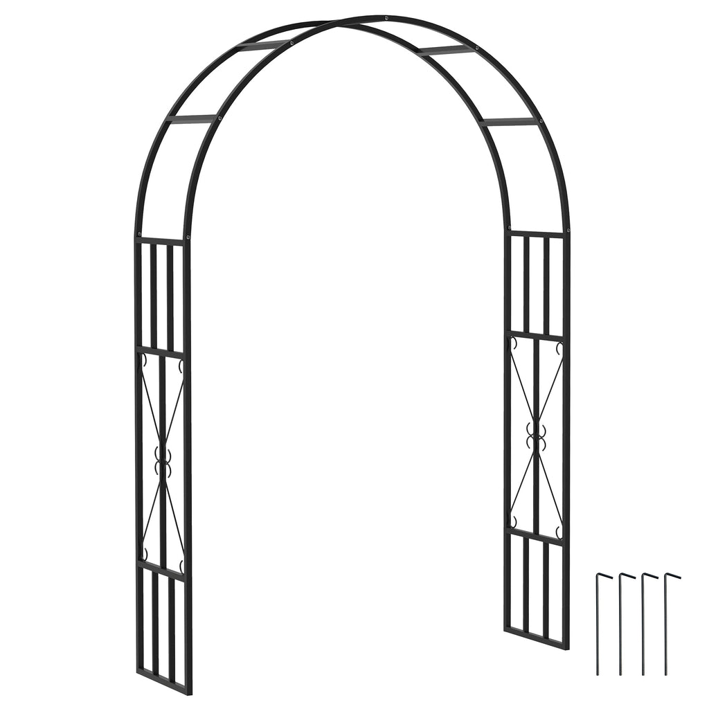 7.3ft Steel Garden Arch Trellis for Climbing Plants Roses Wisteria Vines, Black