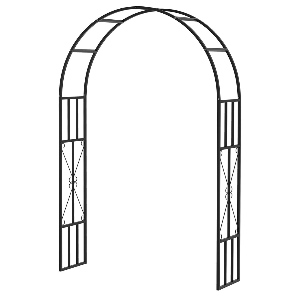 7.3ft Steel Garden Arch Trellis for Climbing Plants Roses Wisteria Vines, Black