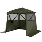 2 x 2 m Pop Up Gazebo with Awning, Sides, Mesh Windows & Carry Bag, Army Green