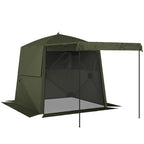 2 x 2 m Pop Up Gazebo with Awning, Sides, Mesh Windows & Carry Bag, Army Green
