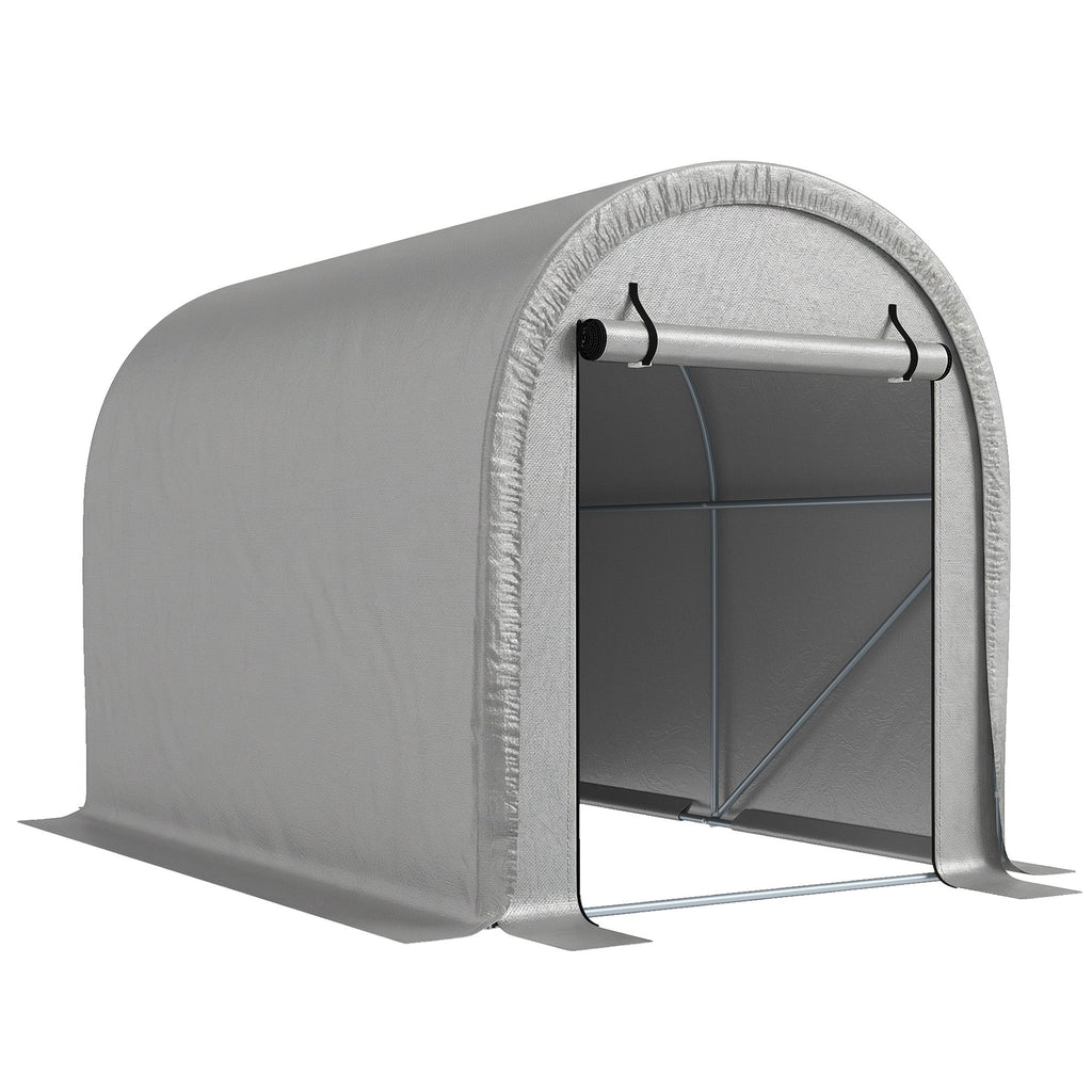 8' x 5' Portable Shed with Roll-up Zipper Door, Light Grey