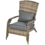 Patio Wicker Adirondack Chair with Soft Cushions, Mixed Grey